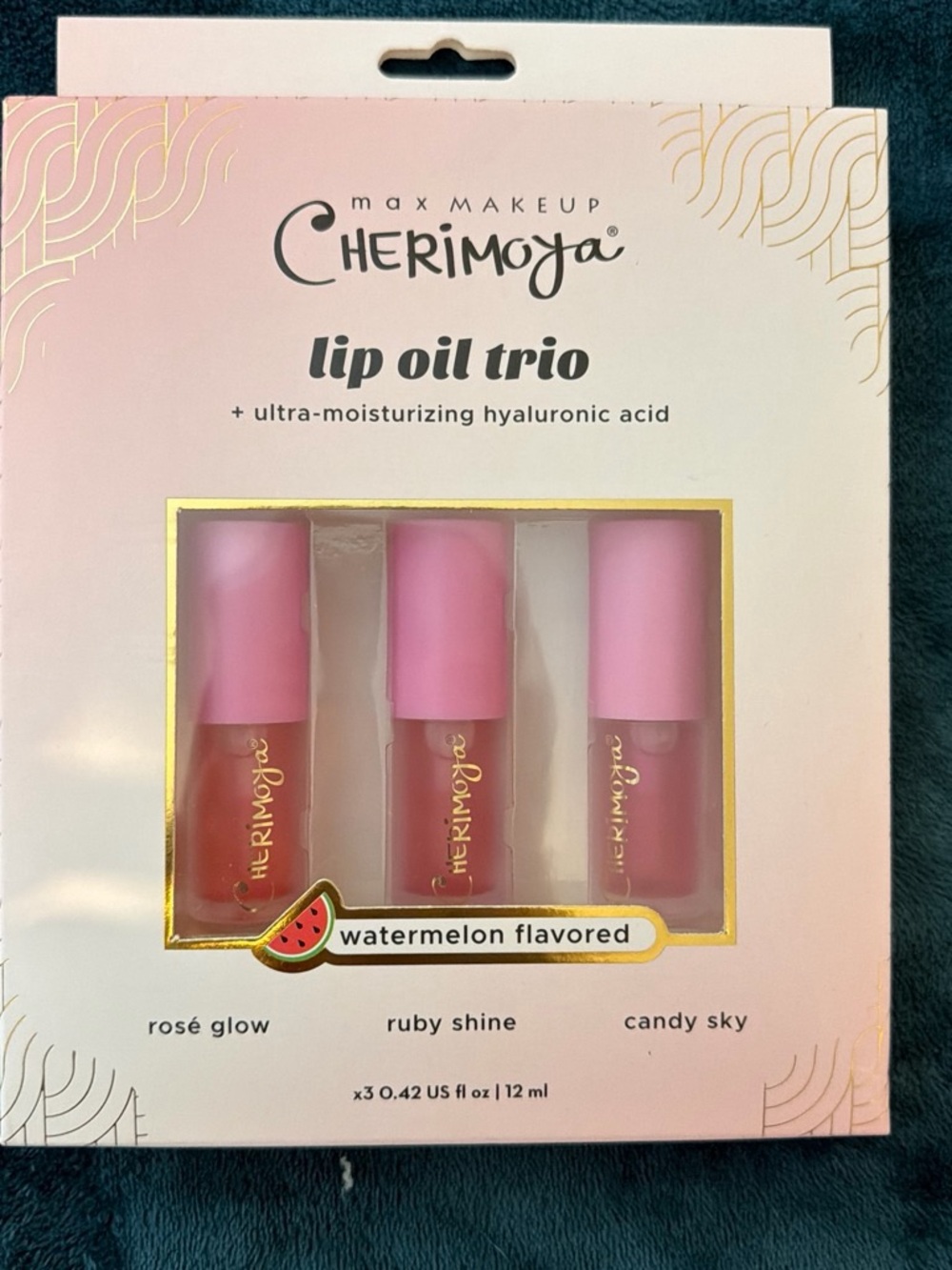 Max Makeup Lip Oil Trio - Pink Shades (Rosé Glow, Ruby Shine, Candy Sky)